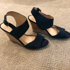 Sole society navy wedge heel sandals